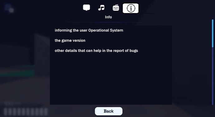 Example of how info could work inside game settings page